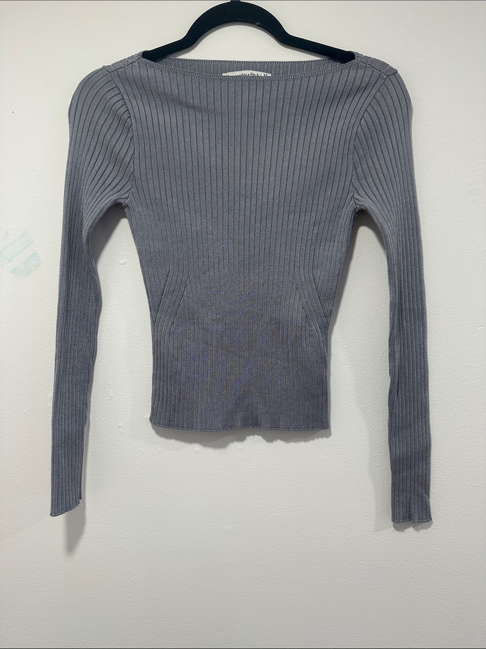 Abercrombie & Fitch Ribbed Boatneck Top - Gray 012